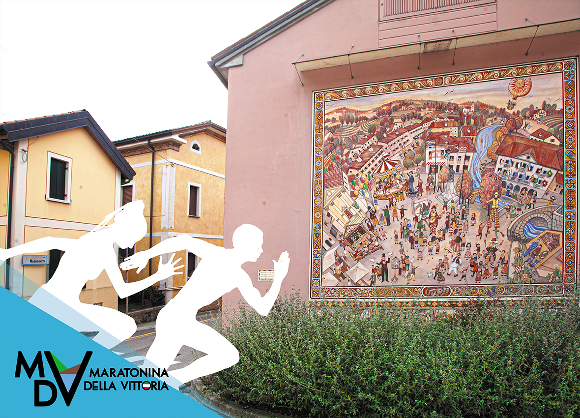 luoghi della maratonina della vittoria foto muro disegnato